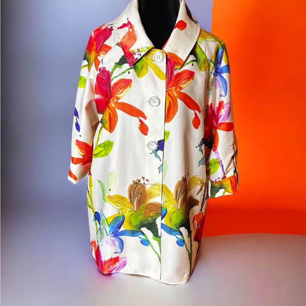 Boho Chic Floral Blazer Jacket Women Size L